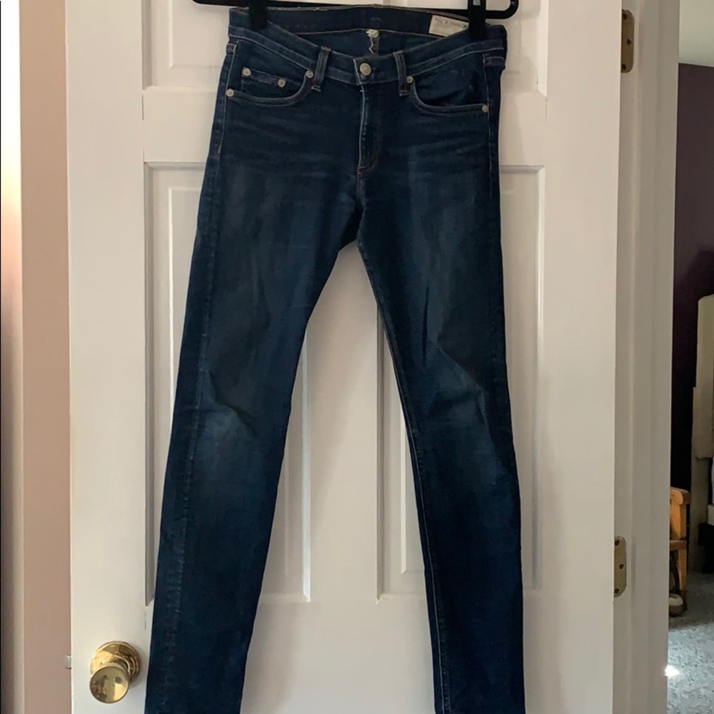 Rag & Bone Mid-Rise Dark Wash Skinny Jeans Size 27